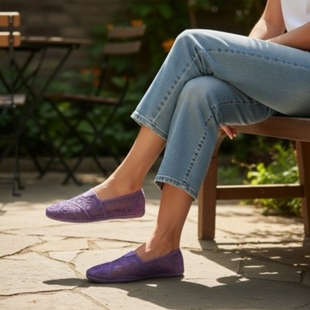 BONGO Purple Lace Ballet Loafers Women’s Slip-On Flats Shoes Size 10